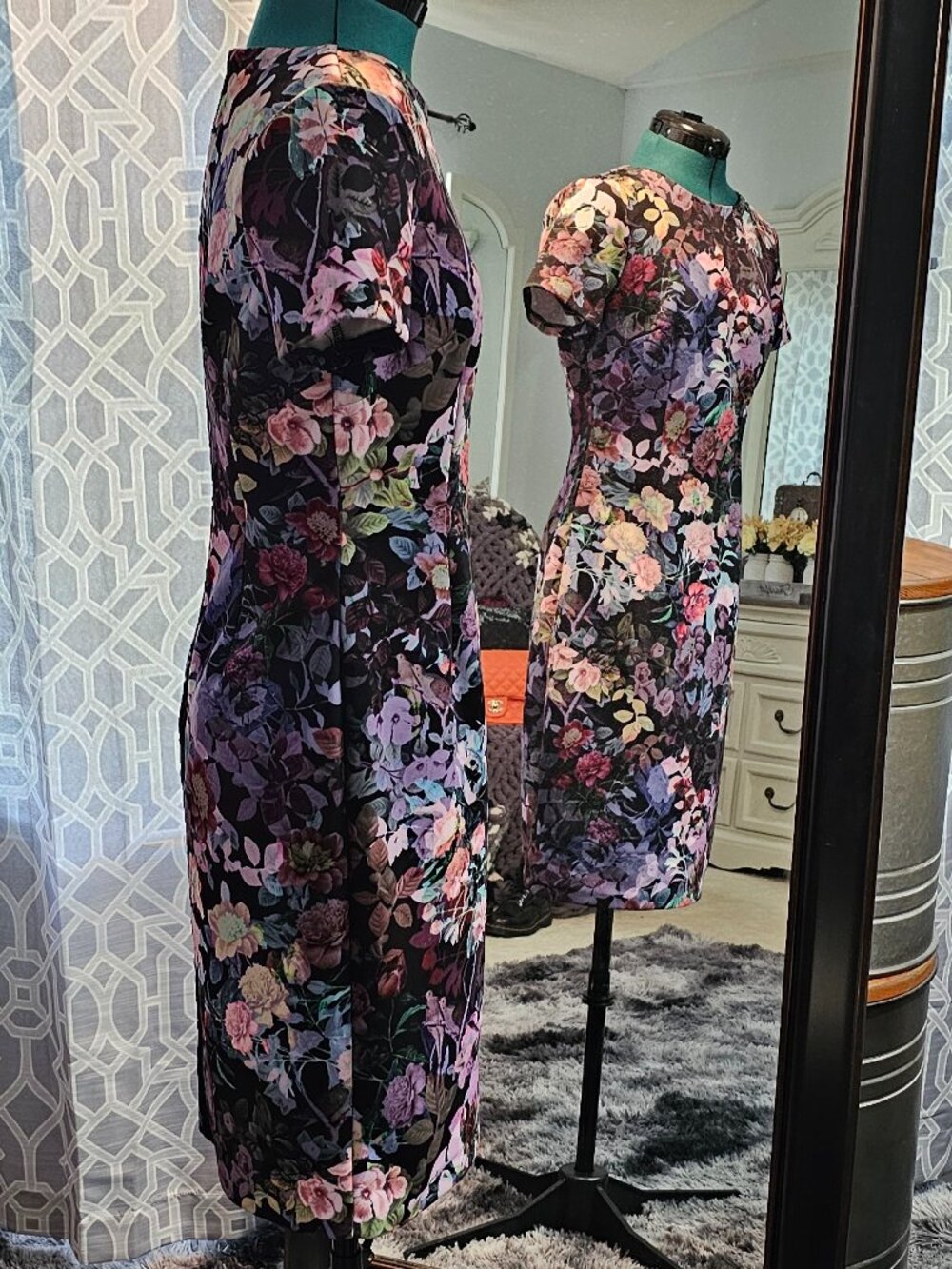 Adrianna Papell Floral Scuba Sheath Dress – Size 6 - Picture 6 of 7